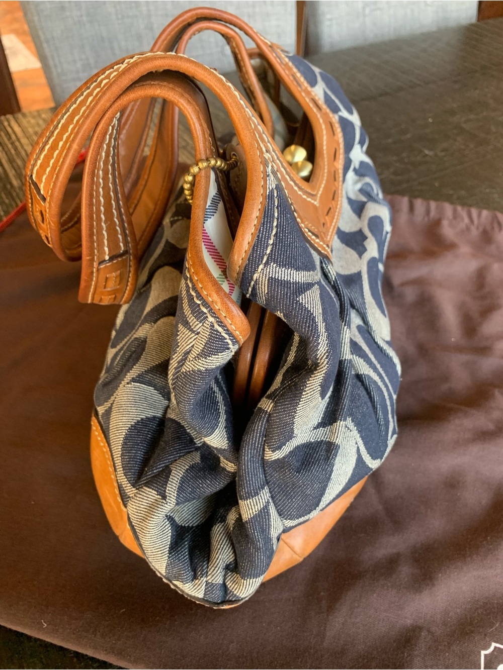 Coach Blue and Tan Ergo Hobo Denim Bag - Picture 6 of 7